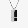 Collier en acier gris, pendentif laqué noir SO OR