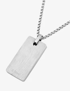 Collier en acier gris, pendentif laqué noir SO OR