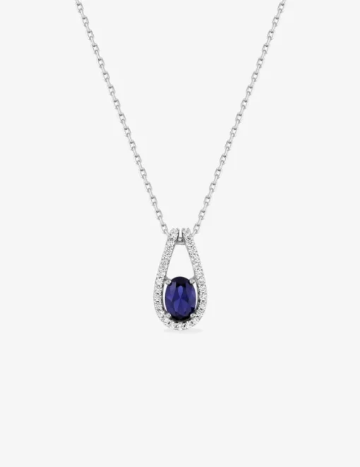 Collier en argent 925 ‰ rhodié avec pendentif oxyde de zirconium blanc et coloré SO OR