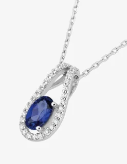 Collier en argent 925 ‰ rhodié avec pendentif oxyde de zirconium blanc et coloré SO OR