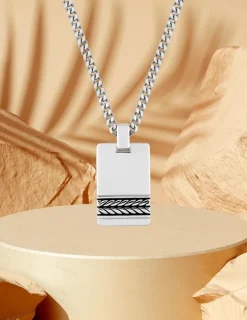 Collier en argent 925 ‰ rhodié avec plaque SO OR