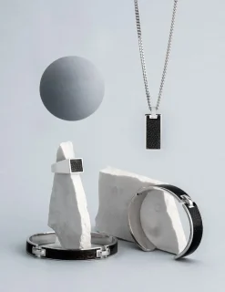 Collier en  argent 925 ‰ rhodié, rhodium noir et laque transparente SO OR