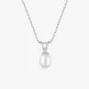 Collier en argent 925 ‰ rhodié avec breloque perle culture d'eau douce SO OR
