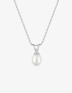 Collier en argent 925 ‰ rhodié avec breloque perle culture d'eau douce SO OR