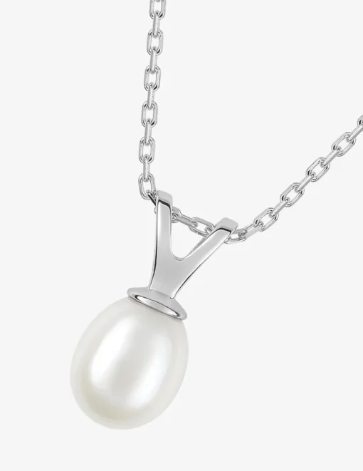 Collier en argent 925 ‰ rhodié avec breloque perle culture d'eau douce SO OR