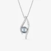 Collier en argent 925 ‰ rhodié avec une perle d'imitation et oxydes de zirconium SO OR