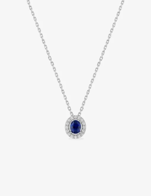 Collier en argent 925 ‰ rhodié avec oxyde de zirconium de couleur avec entourage SO OR
