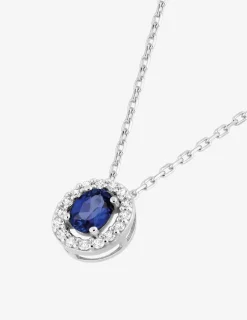 Collier en argent 925 ‰ rhodié avec oxyde de zirconium de couleur avec entourage SO OR