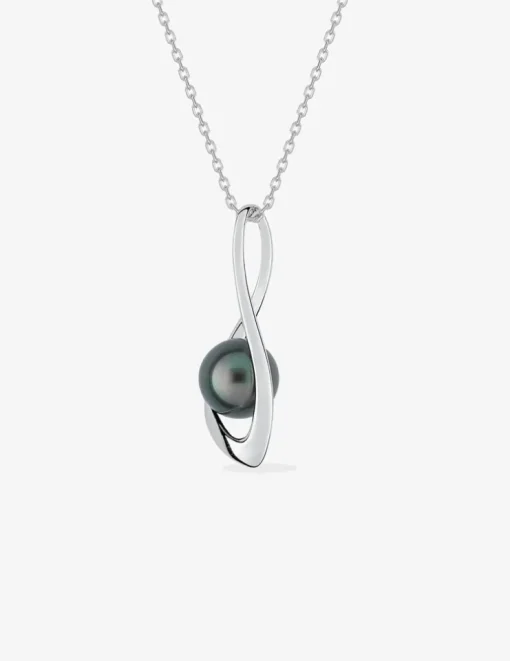Collier en argent 925 ‰ rhodié, perle d'imitation SO OR