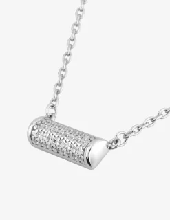 Collier en argent 925 ‰ rhodié breloque oxydes de zirconium SO OR