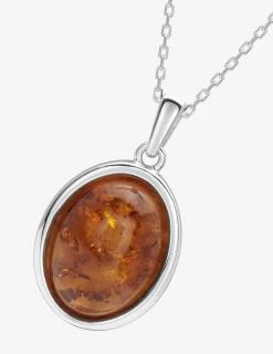 Collier en argent 925 ‰ rhodié avec ambre SO OR