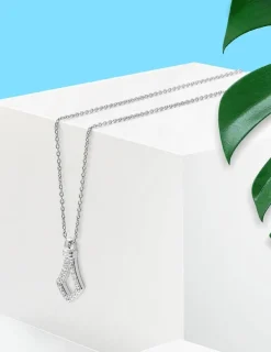 Collier en argent 925 ‰ rhodié et pendentif en oxydes de zirconium SO OR