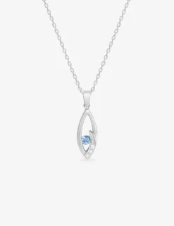 Collier en argent 925 ‰ rhodié et oxyde de zirconium bleu SO OR