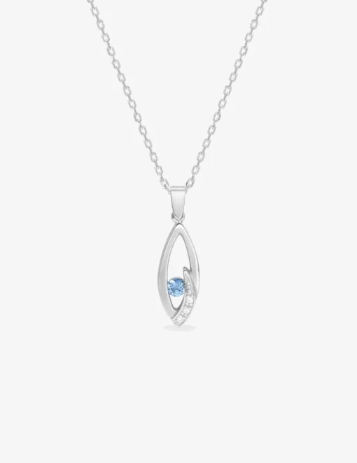 Collier en argent 925 ‰ rhodié et oxyde de zirconium bleu SO OR
