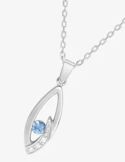 Collier en argent 925 ‰ rhodié et oxyde de zirconium bleu SO OR