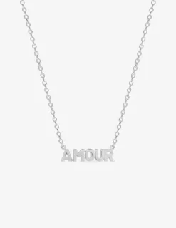 Collier en argent 925 ‰ rhodié, gravure amour SO OR