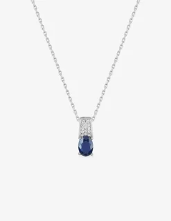 Collier en argent 925 ‰ rhodié et oxydes de zirconium bleus et blancs SO OR