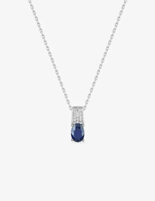 Collier en argent 925 ‰ rhodié et oxydes de zirconium bleus et blancs SO OR