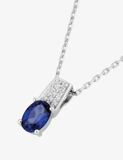 Collier en argent 925 ‰ rhodié et oxydes de zirconium bleus et blancs SO OR