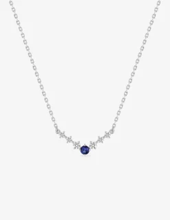 Collier en argent 925 ‰ rhodié, oxydes de zirconium bleu et blancs SO OR