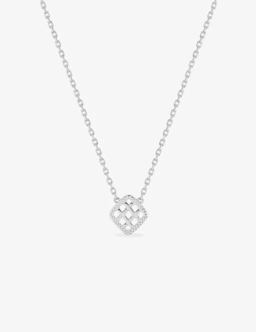 Collier en argent 925 ‰ rhodié avec pendentif losange SO OR