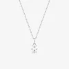 Collier en argent 925‰ oxyde blanc ovale vertical serti griffes chaine forçat SO OR