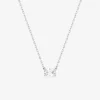 Collier en argent 925‰ oxyde blanc ovale horizontal serti griffes chaine forçat SO OR