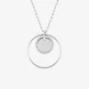 Collier en argent gris rhodié 925‰ pendentifs cercles et ronds superposés en oxyde blanc SO OR