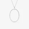 Collier en argent rhodié 925‰ avec pendentif ovale motif stries sur bélière SO OR