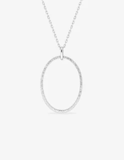 Collier en argent rhodié 925‰ avec pendentif ovale motif stries sur bélière SO OR
