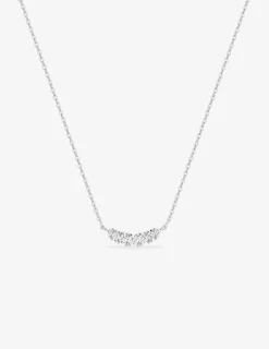 Collier en or blanc 375‰ pendentif demi-lune 7 diamants synthétiques 0,17 ct F-VS SO OR