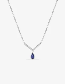 Collier en or blanc 375‰ saphir et oxyde de zirconium SO OR
