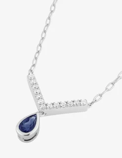 Collier en or blanc 375‰ saphir et oxyde de zirconium SO OR