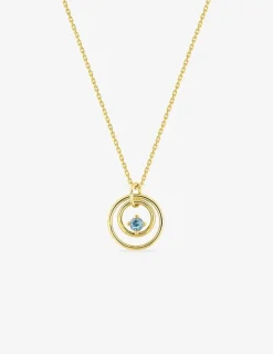 Collier en or jaune 375 ‰, breloque topaze bleue traitée SO OR