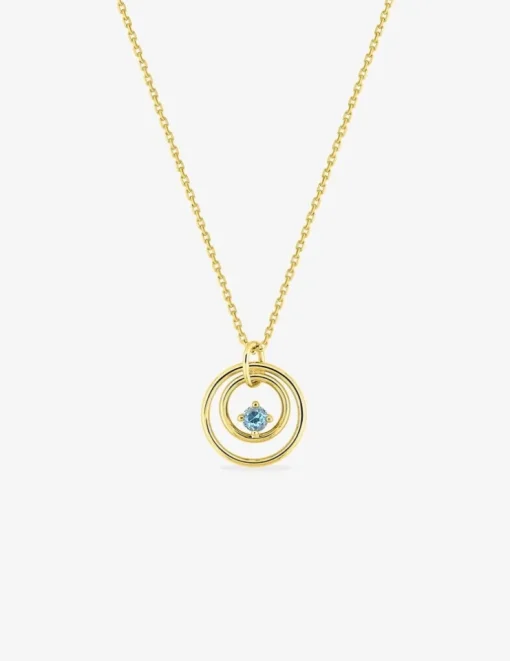 Collier en or jaune 375 ‰, breloque topaze bleue traitée SO OR