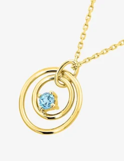 Collier en or jaune 375 ‰, breloque topaze bleue traitée SO OR