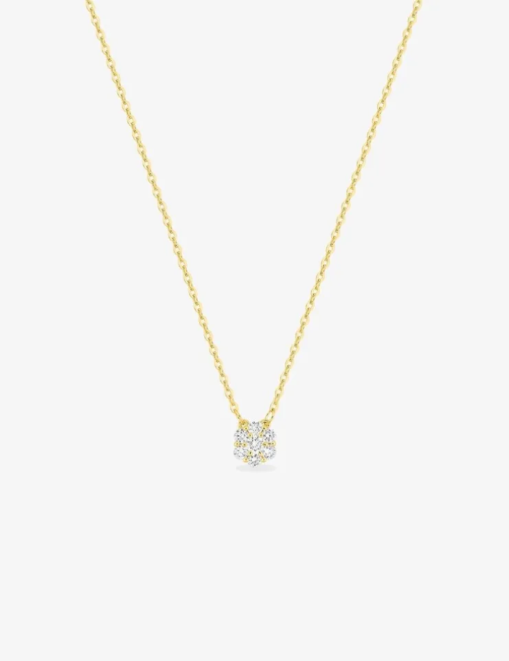 Collier en or jaune 375‰ avec flocon en 5 diamants synthétiques 0,15 ct F-VS SO OR