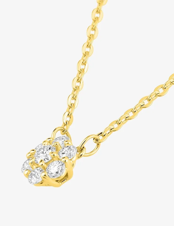 Collier en or jaune 375‰ avec flocon en 5 diamants synthétiques 0,15 ct F-VS SO OR