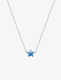 Collier enfant argent 925‰ rhodié et étoile de mer laque bleue SO OR