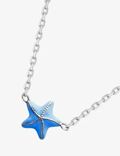 Collier enfant argent 925‰ rhodié et étoile de mer laque bleue SO OR