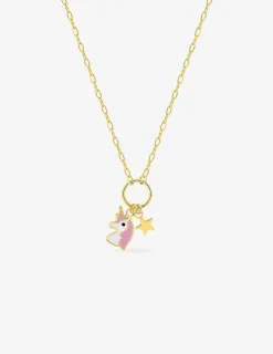 Collier enfant or jaune 375 ‰ et pampille licorne et étoile SO OR
