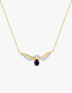 Collier entrelacs saphir, oxydes de zirconium, or jaune 375‰ et rhodium SO OR