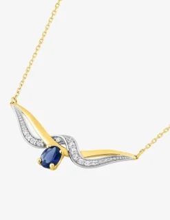 Collier entrelacs saphir, oxydes de zirconium, or jaune 375‰ et rhodium SO OR