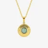 Collier fantaisie acier doré, chaine forçat et pendentif jade verte synthétique SO OR