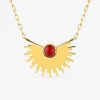 Collier fantaisie en acier doré avec motif et turquoise rouge SO OR