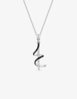 Collier fantaisie en argent 925 ‰ rhodié et oxydes de zirconium noirs et blancs SO OR