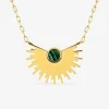 Collier fantaisie motif en acier doré et malachite SO OR