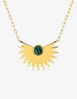 Collier fantaisie motif en acier doré et malachite SO OR
