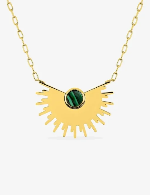 Collier fantaisie motif en acier doré et malachite SO OR