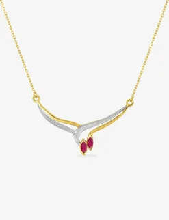 Collier fantaisie or 375‰, rubis et oxyde de zirconium SO OR